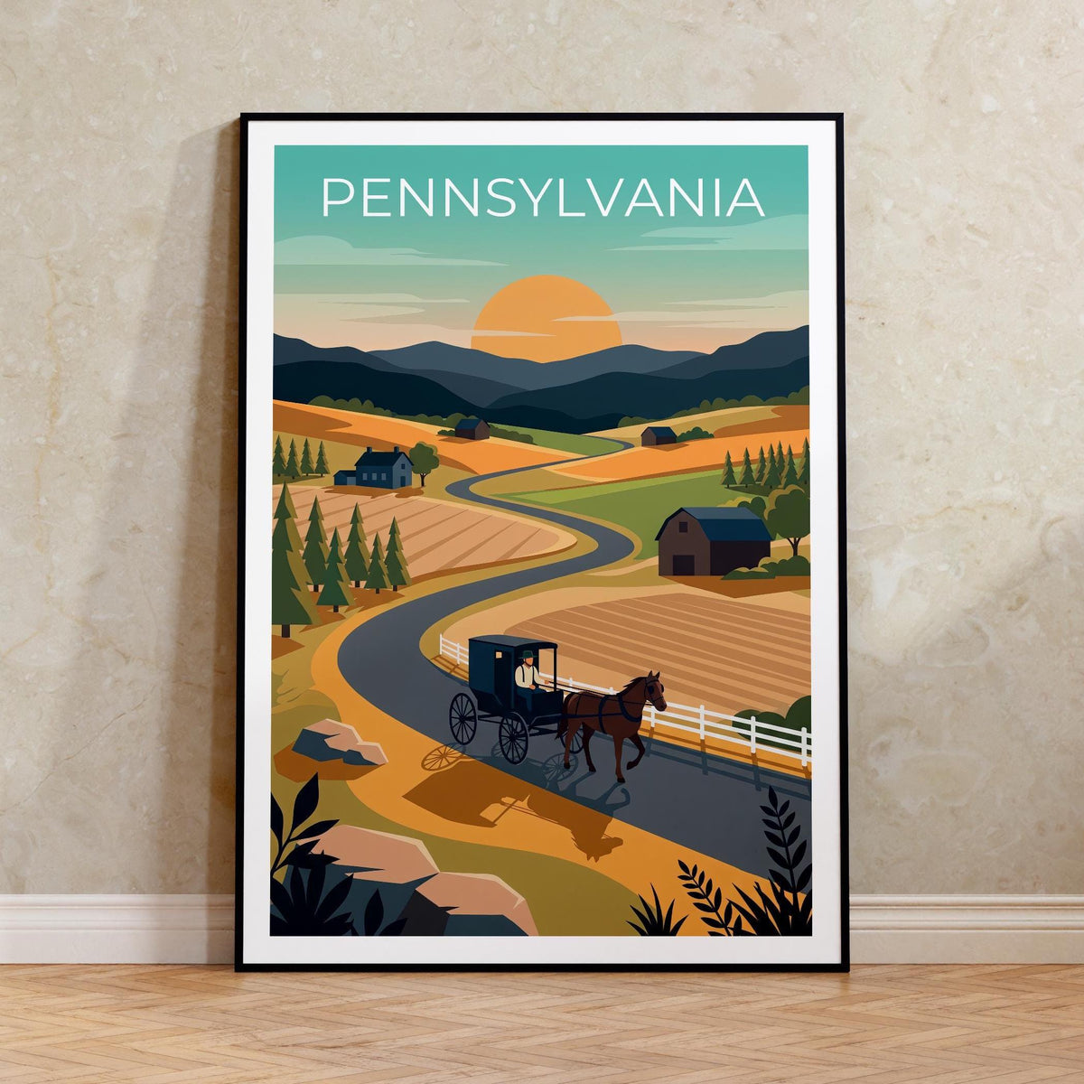 Amish Horse Buggy Pennsylvania Countryside Poster