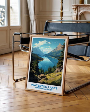 Waterton Lakes National Park Poster, Canada Mountain Wall Art, Scenic Travel Print