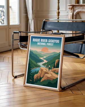 Rogue River Siskiyou Poster — Sunset Hike Above the River