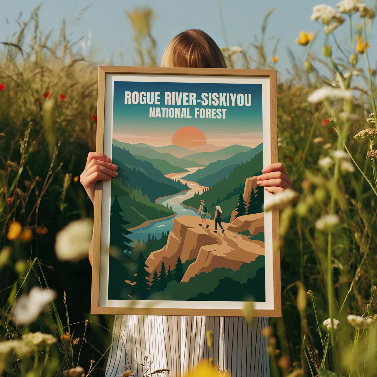 Rogue River Siskiyou Poster — Sunset Hike Above the River