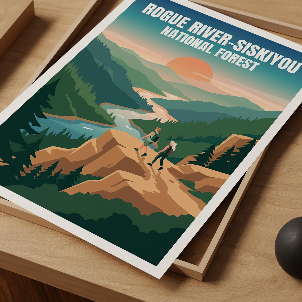 Rogue River Siskiyou Poster — Sunset Hike Above the River