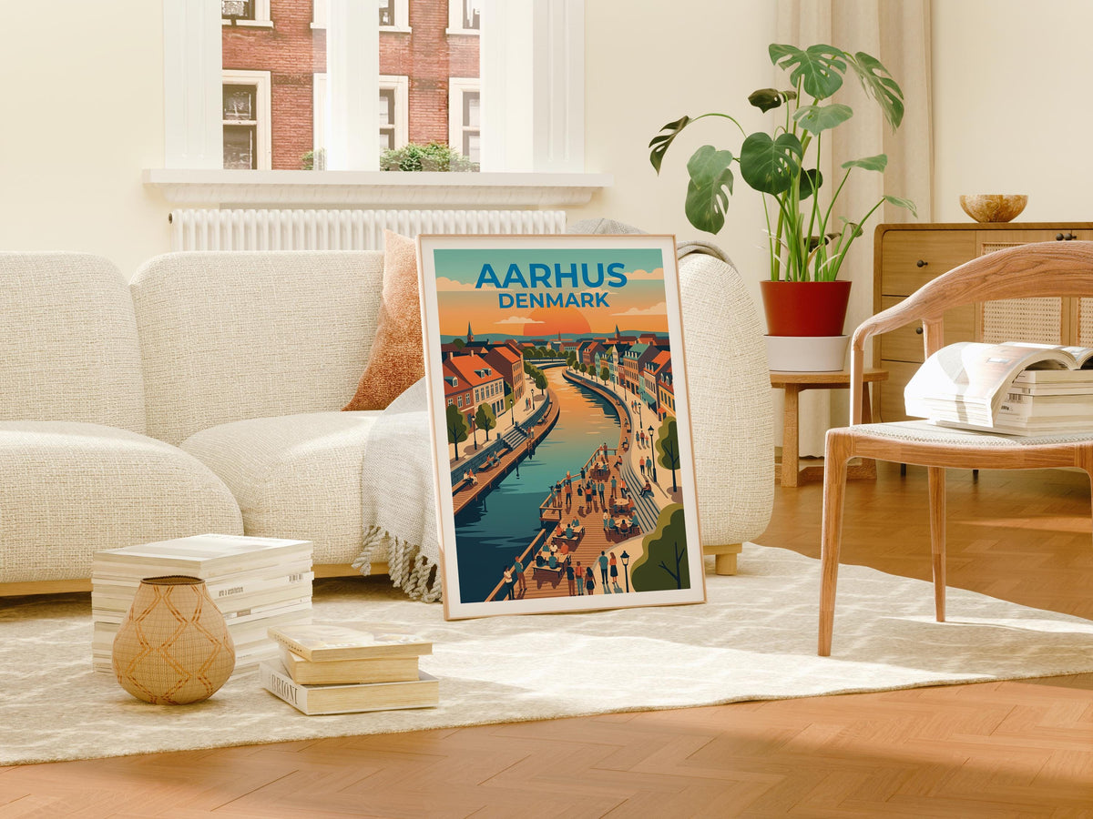 Aarhus Denmark Poster – Åboulevarden River Walk Print
