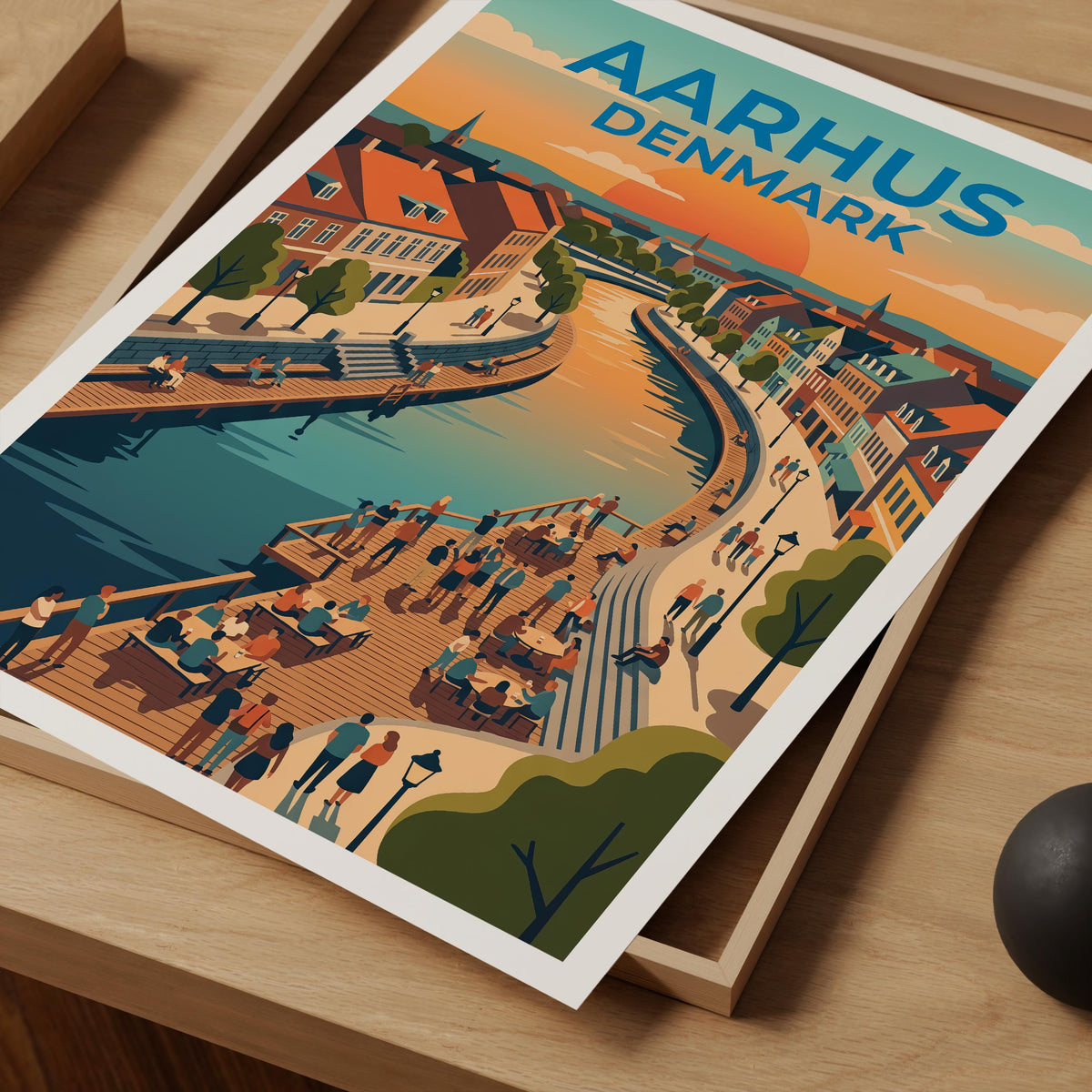 Aarhus Denmark Poster – Åboulevarden River Walk Print