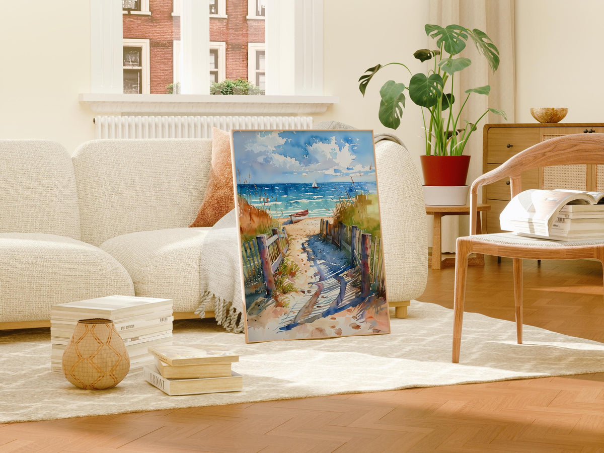 Cape Cod Watercolor Poster, Tranquil Beach Wall Art, Coastal Travel Print