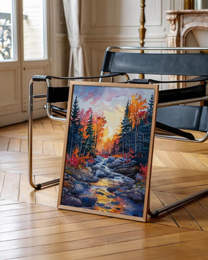 Watercolor Acadia National Park Autumn Poster, Maine Fall Wall Art, New England Nature Gift