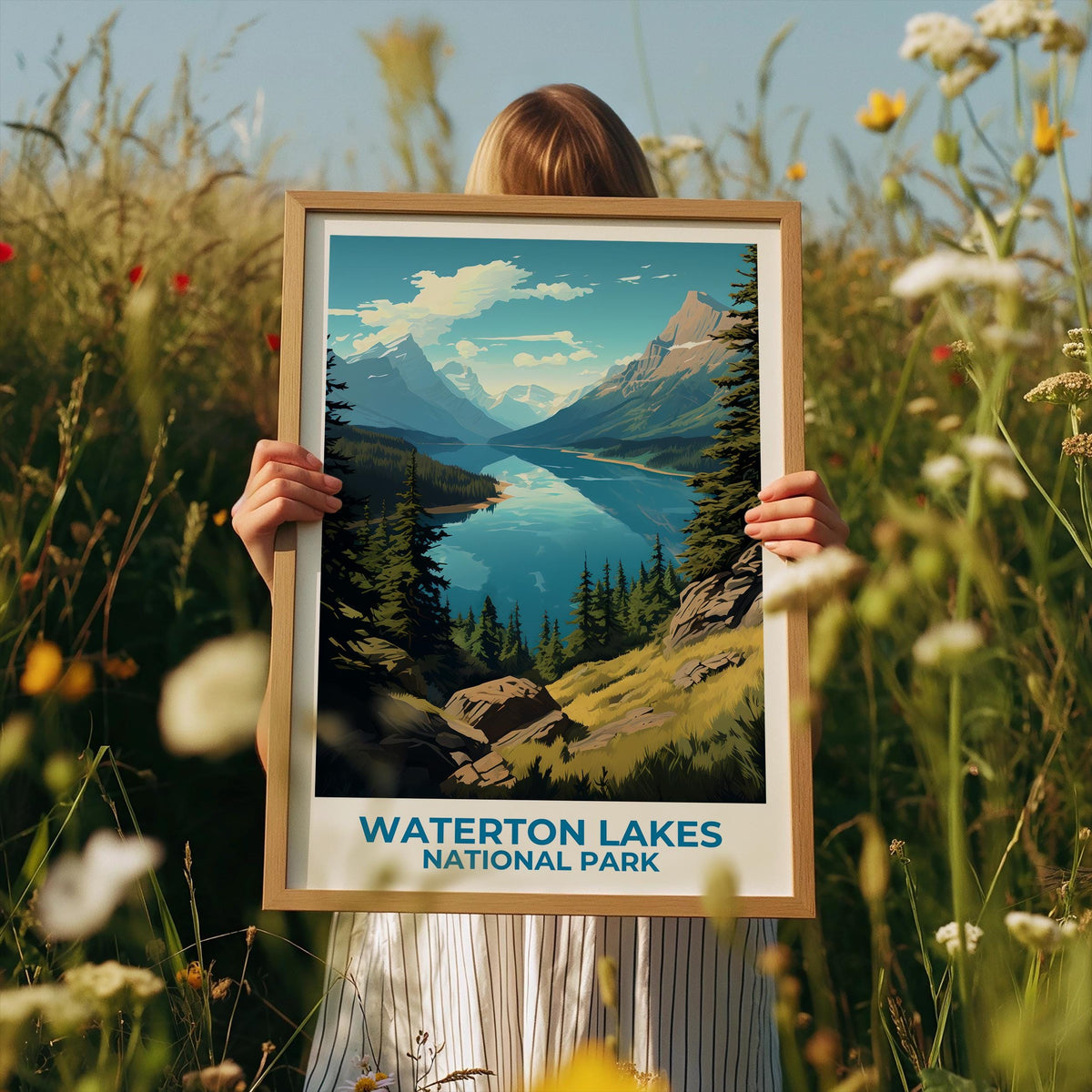 Waterton Lakes National Park Poster, Canada Mountain Wall Art, Scenic Travel Print