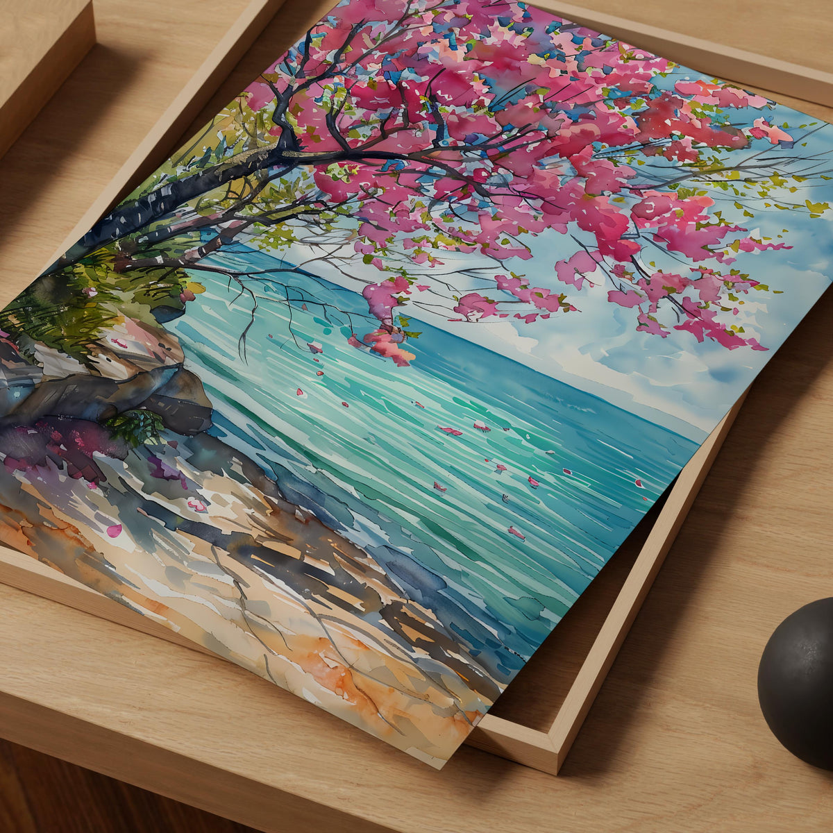 Lake Michigan Watercolor Poster, Spring Lakeshore Wall Art, Great Lakes Gift