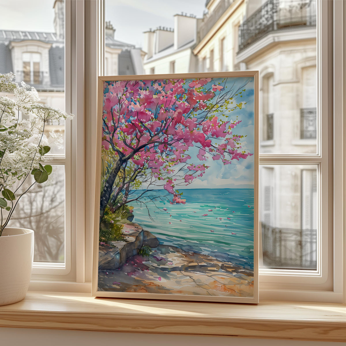Lake Michigan Watercolor Poster, Spring Lakeshore Wall Art, Great Lakes Gift