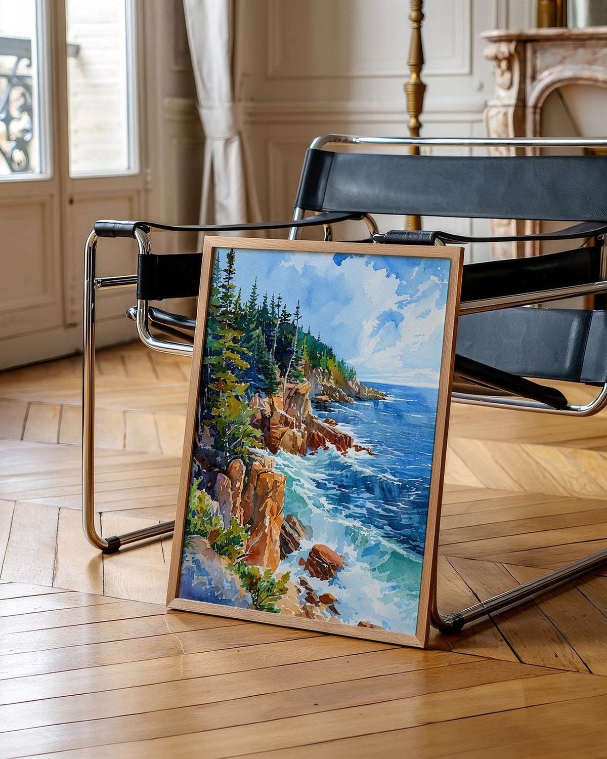 Watercolor Acadia National Park Poster, Maine Coastal Wall Art, Rustic Home Gift