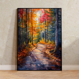 Adirondack Park Watercolor Poster, Autumn Forest Wall Art, New York Wilderness Travel Print