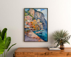 Capri Italy Watercolor Poster, Mediterranean Coastal Wall Art, Italian Travel Print