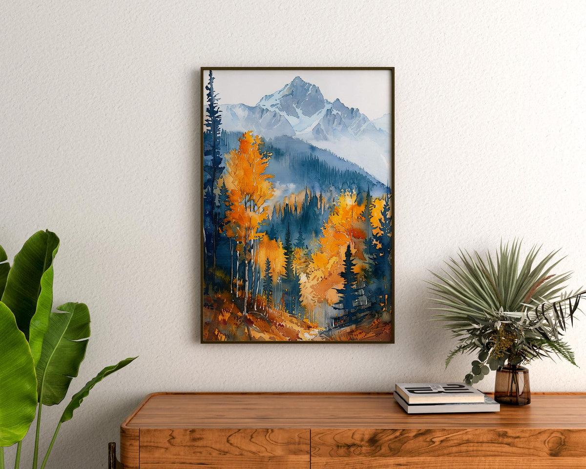 White Mountain National Forest Watercolor Poster, New England Nature Art, Alpine Landscape Print