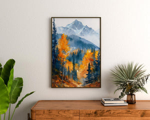 White Mountain National Forest Watercolor Poster, New England Nature Art, Alpine Landscape Print