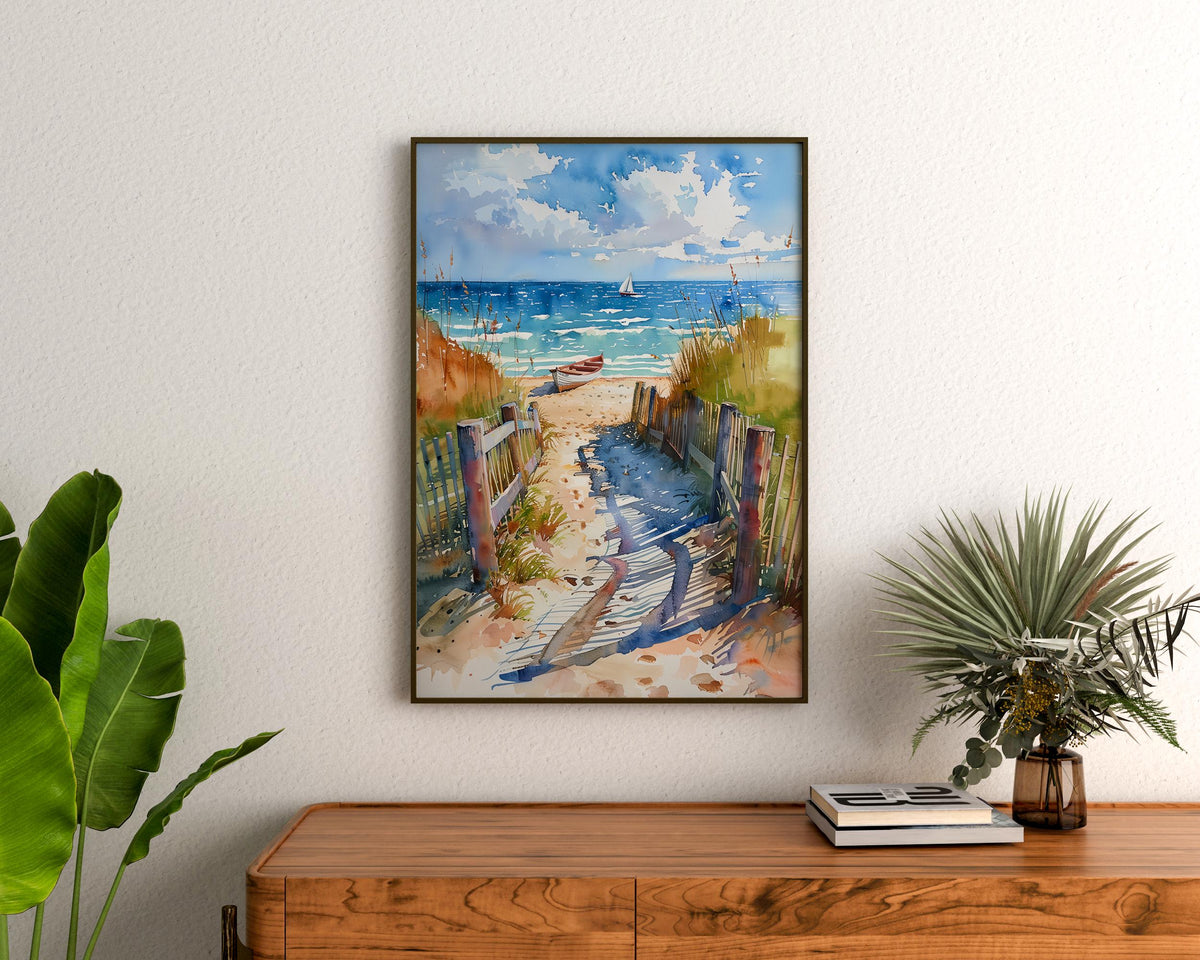 Cape Cod Watercolor Poster, Tranquil Beach Wall Art, Coastal Travel Print