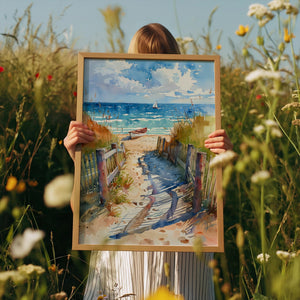Cape Cod Watercolor Poster, Tranquil Beach Wall Art, Coastal Travel Print