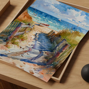 Cape Cod Watercolor Poster, Tranquil Beach Wall Art, Coastal Travel Print
