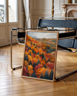 The Berkshires Autumn Watercolor Poster, Fall Forest Wall Art, New England Travel Print