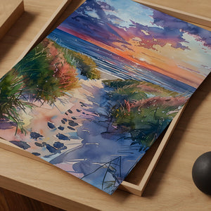 Cape Cod Watercolor Poster, Peaceful Beach Scene Wall Art, New England Coastal Decor