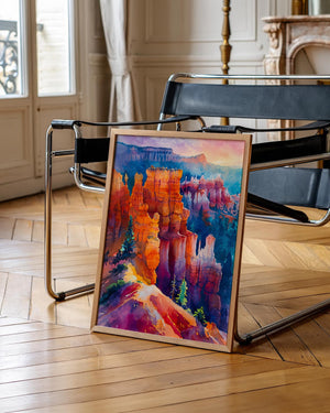 Bryce Canyon National Park Watercolor Poster, Utah Desert Landscape Wall Art, Southwest Nature Print