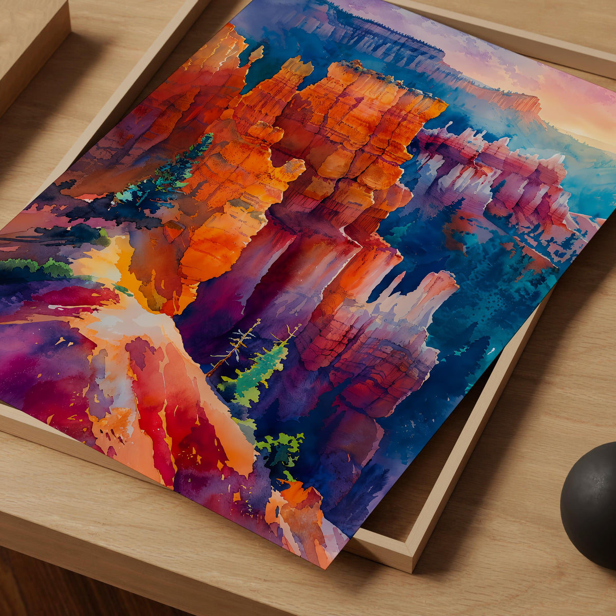 Bryce Canyon National Park Watercolor Poster, Utah Desert Landscape Wall Art, Southwest Nature Print