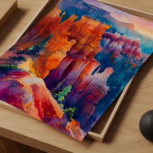 Bryce Canyon National Park Watercolor Poster, Utah Desert Landscape Wall Art, Southwest Nature Print