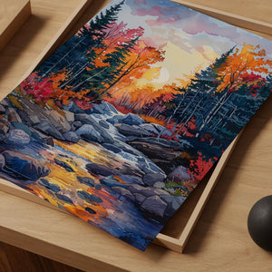 Watercolor Acadia National Park Autumn Poster, Maine Fall Wall Art, New England Nature Gift