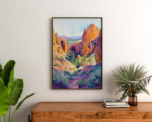 Watercolor Pinnacles National Park Poster, California Landscape Wall Art, Scenic Travel Print