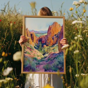 Watercolor Pinnacles National Park Poster, California Landscape Wall Art, Scenic Travel Print