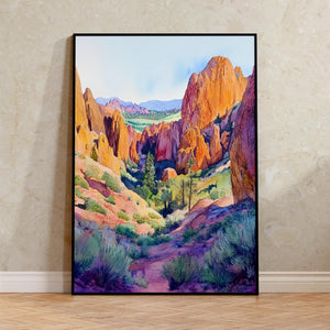 Watercolor Pinnacles National Park Poster, California Landscape Wall Art, Scenic Travel Print