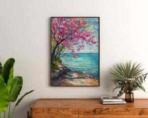 Lake Michigan Watercolor Poster, Spring Lakeshore Wall Art, Great Lakes Gift