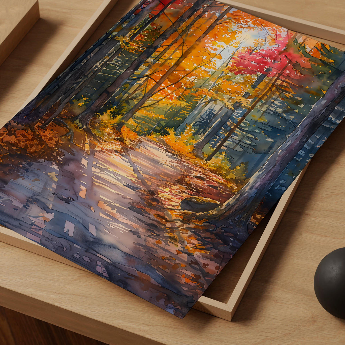 Adirondack Park Watercolor Poster, Autumn Forest Wall Art, New York Wilderness Travel Print