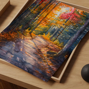 Adirondack Park Watercolor Poster, Autumn Forest Wall Art, New York Wilderness Travel Print