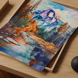 Watercolor Yosemite National Park Poster, Half Dome Wall Art, Mountain Landscape Print
