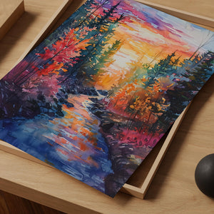Watercolor White Mountain National Forest Poster, Autumn Stream Wall Art, New Hampshire Scenic Print