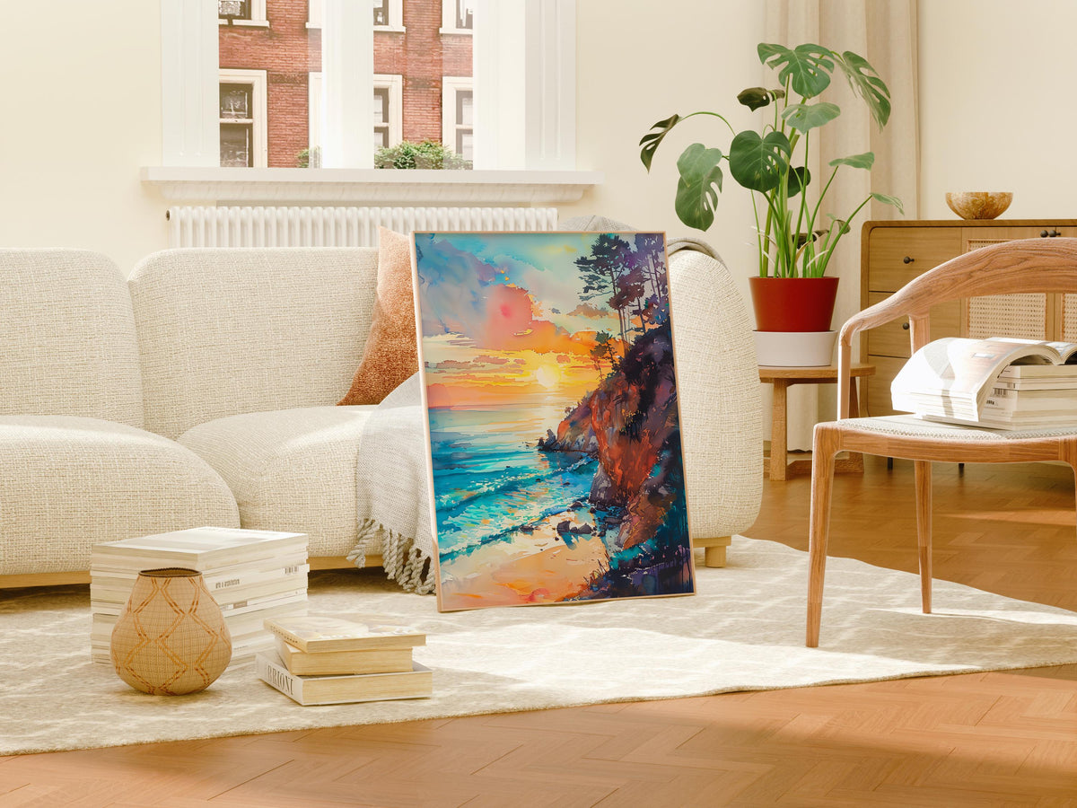 Watercolor Emerald Bay State Park Poster, California Wall Art, Scenic Travel Print