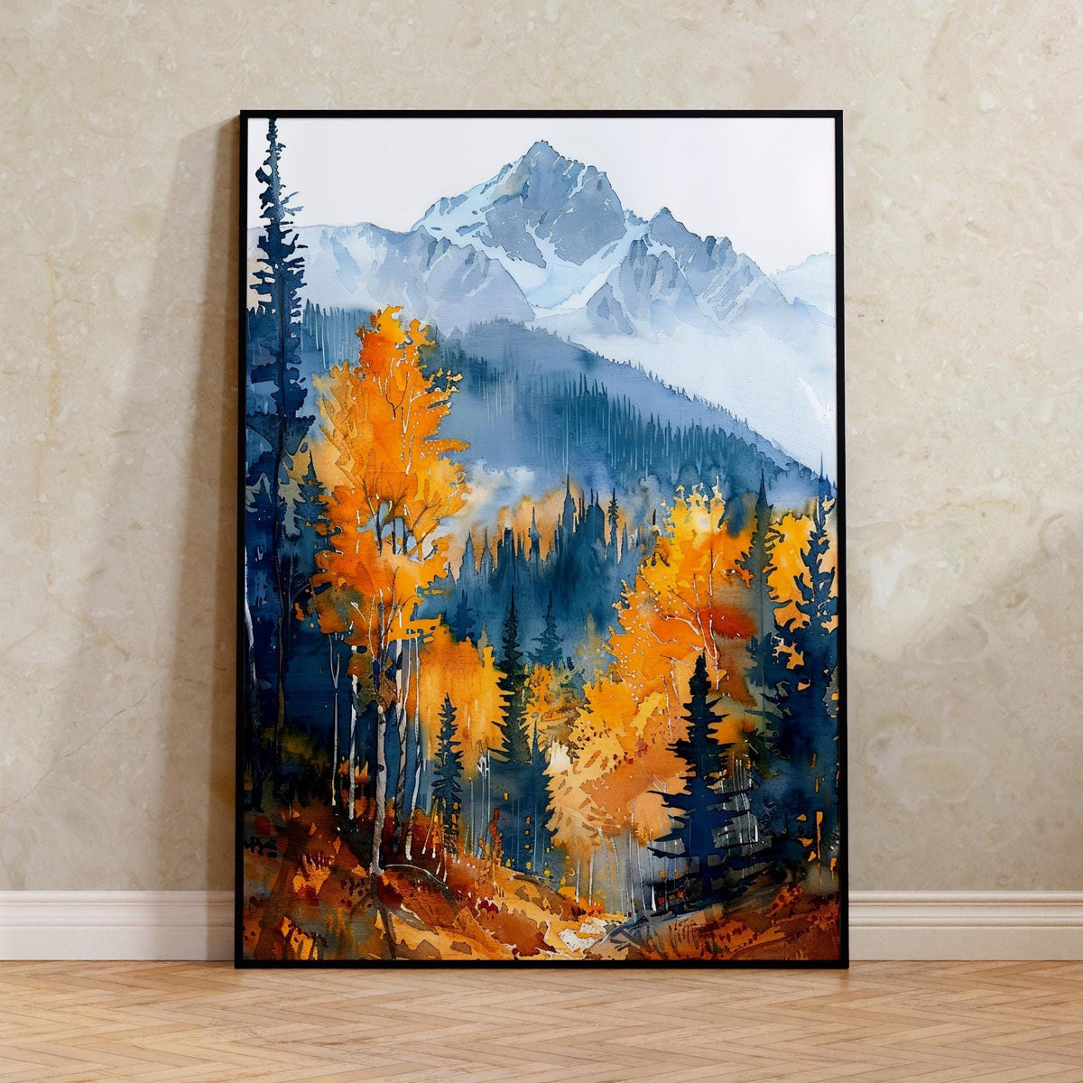 White Mountain National Forest Watercolor Poster, New England Nature Art, Alpine Landscape Print