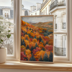 The Berkshires Autumn Watercolor Poster, Fall Forest Wall Art, New England Travel Print