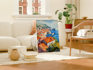 Watercolor Dubrovnik Croatia Poster, Old Town Wall Art, Adriatic Coast Travel Print