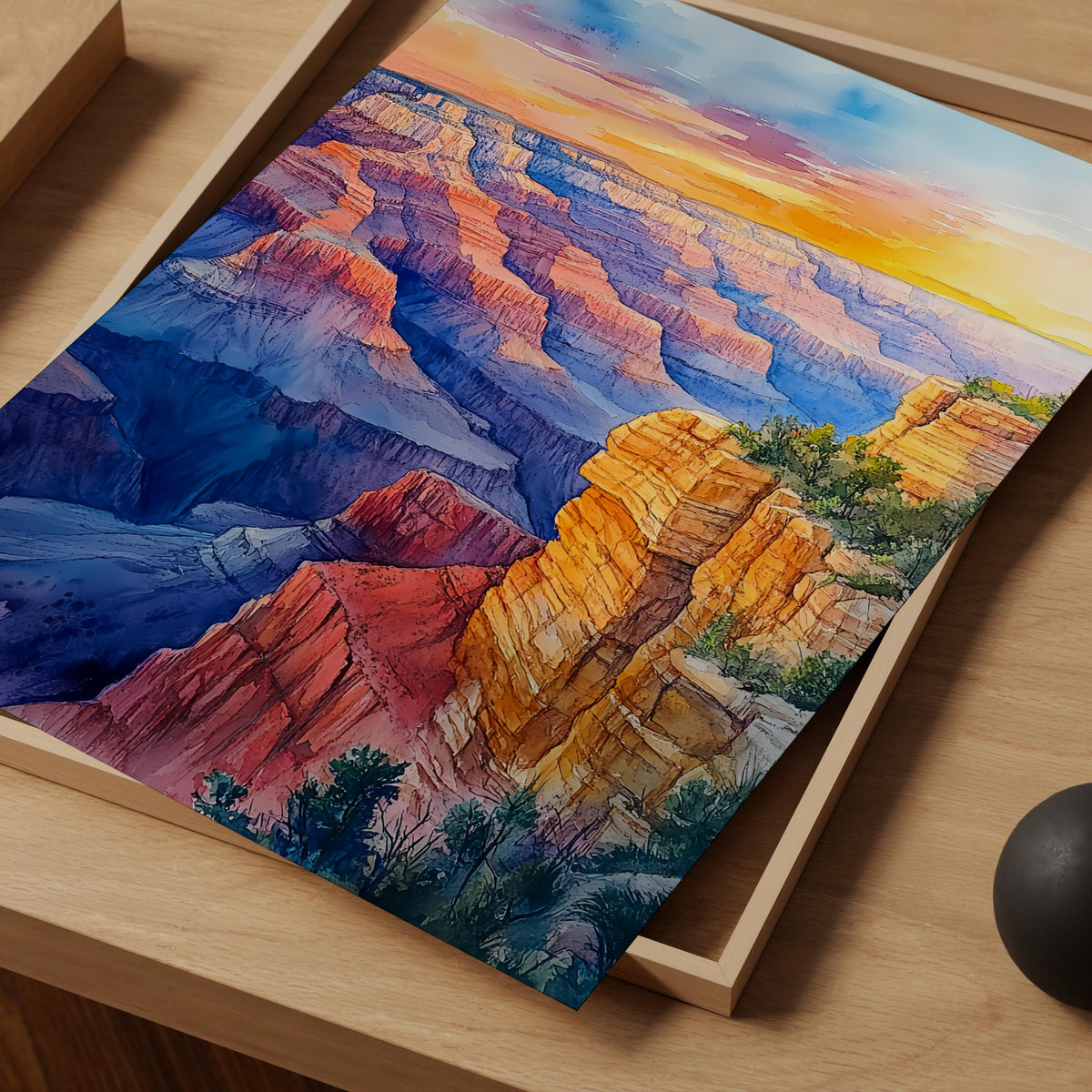 Grand Canyon Watercolor Poster, Arizona National Park Wall Art, Southwest Nature Decor