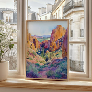 Watercolor Pinnacles National Park Poster, California Landscape Wall Art, Scenic Travel Print
