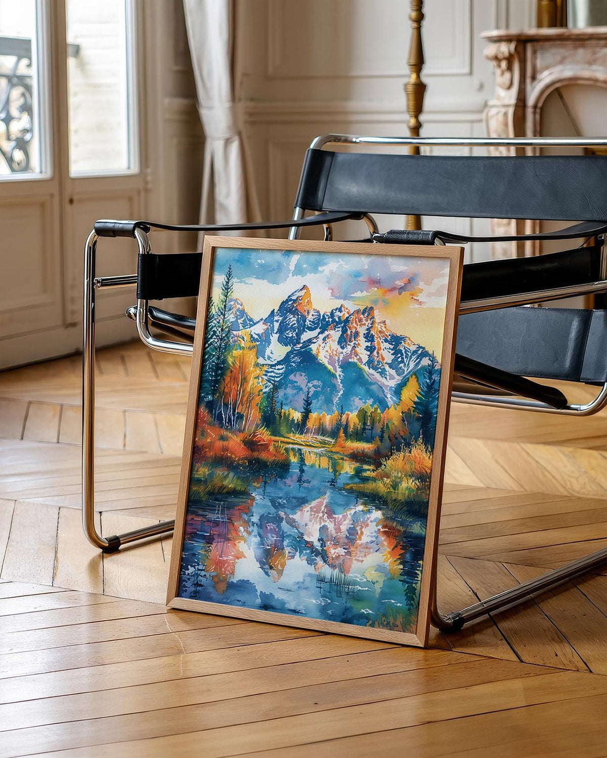 Grand Teton Watercolor Poster, Wyoming National Park Wall Art, Rocky Mountain Nature Decor