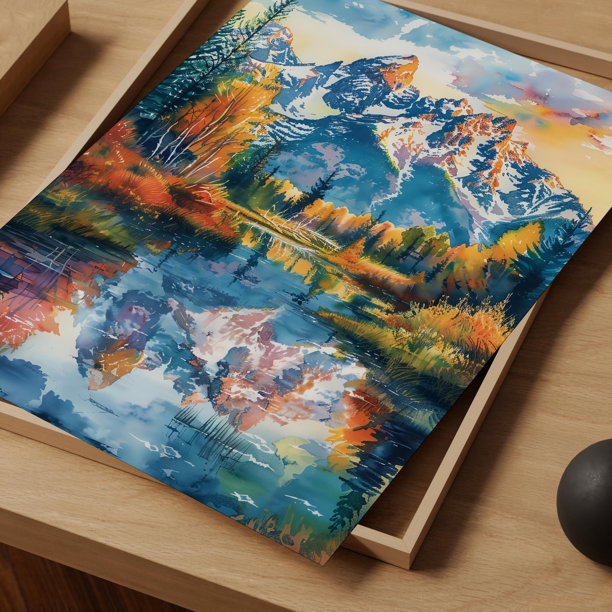 Grand Teton Watercolor Poster, Wyoming National Park Wall Art, Rocky Mountain Nature Decor