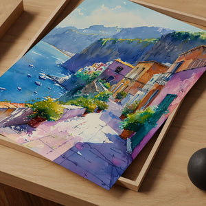 Watercolor Sorrento Italy Poster, Amalfi Coast Wall Art, Mediterranean Travel Print