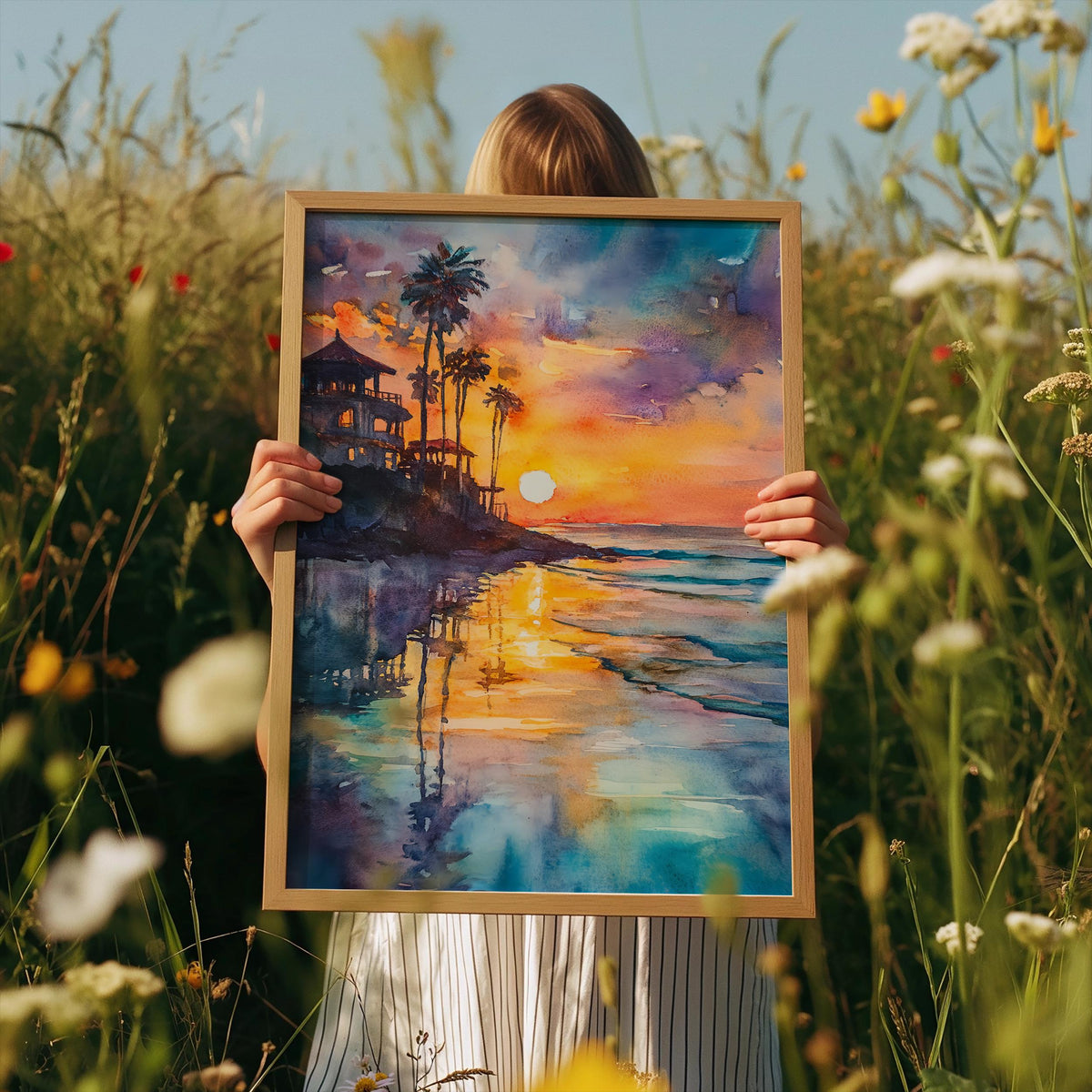 Newport Beach Watercolor Poster, California Coastal Print, Orange County Travel Art