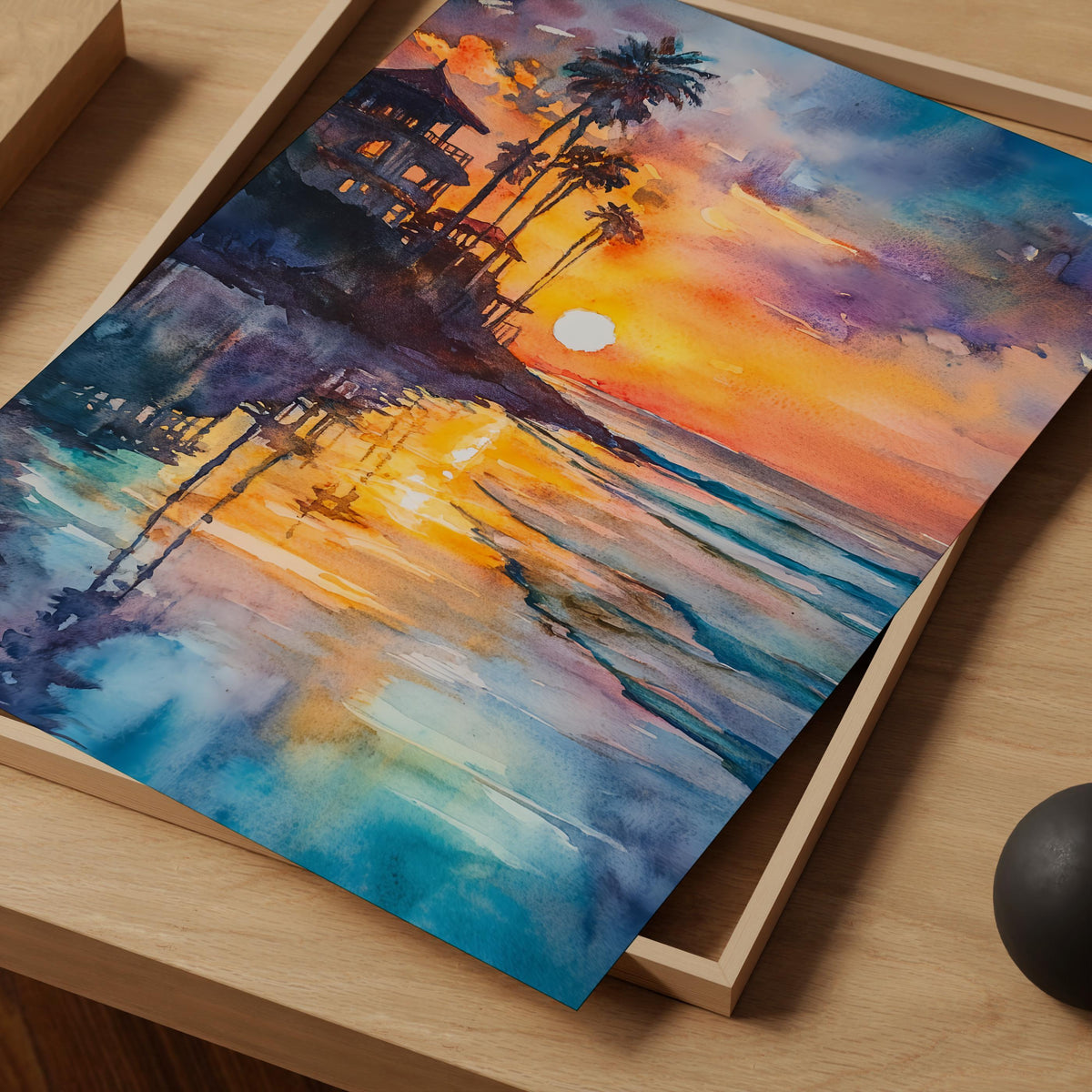 Newport Beach Watercolor Poster, California Coastal Print, Orange County Travel Art