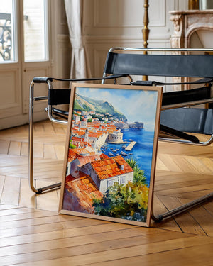 Watercolor Dubrovnik Croatia Poster, Old Town Wall Art, Adriatic Coast Travel Print