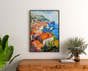 Watercolor Dubrovnik Croatia Poster, Old Town Wall Art, Adriatic Coast Travel Print