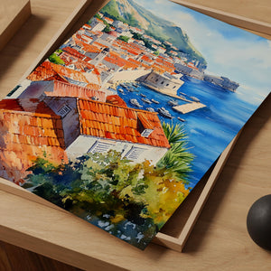 Watercolor Dubrovnik Croatia Poster, Old Town Wall Art, Adriatic Coast Travel Print