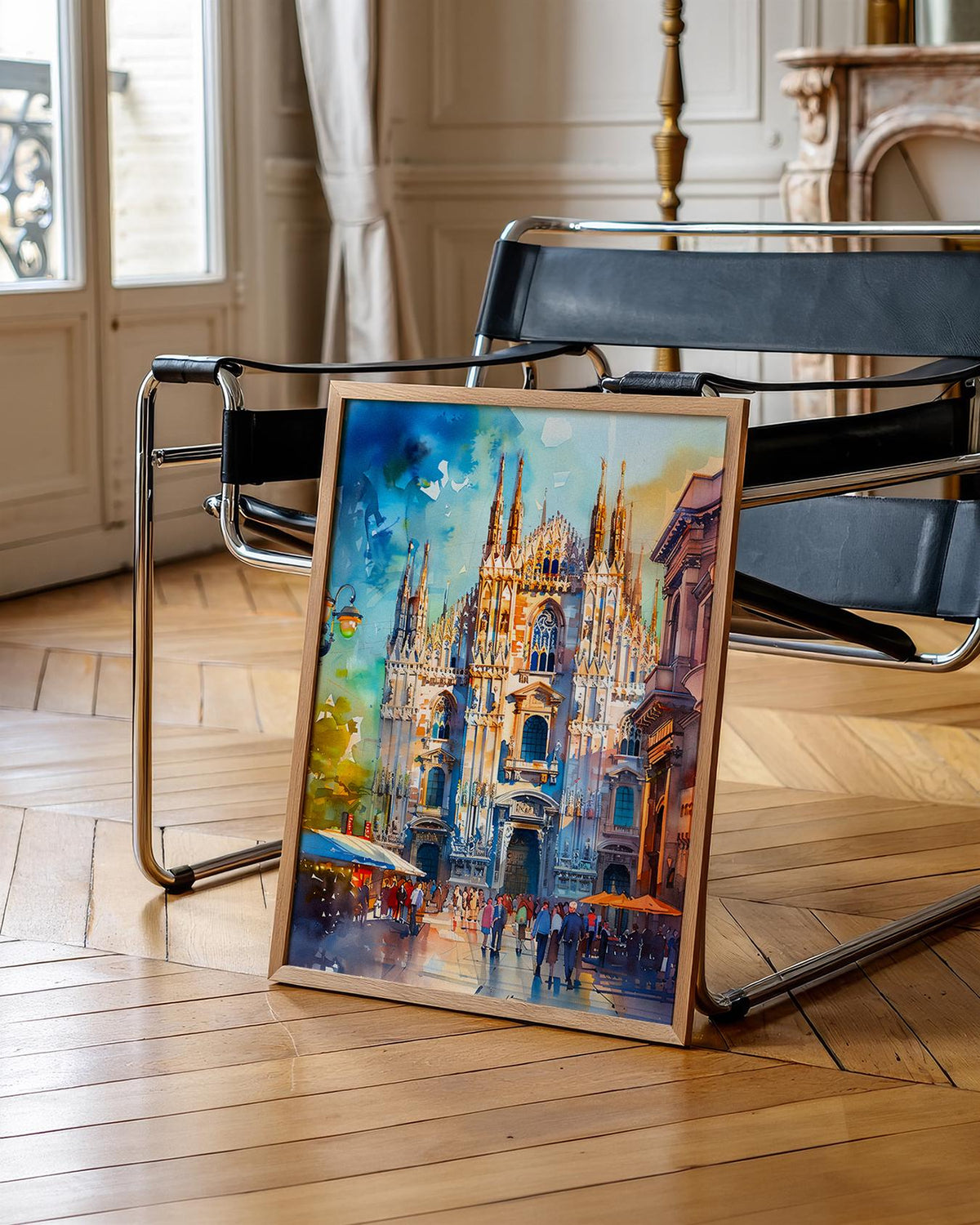 Milan Italy Watercolor Poster, Duomo di Milano Print, Italian Theme Decor