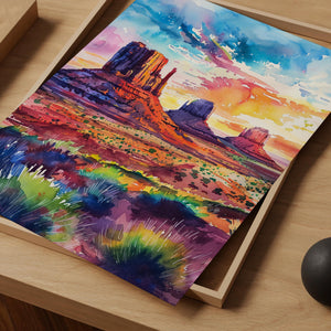 Monument Valley Watercolor Poster, Desert Wall Art, Southwest Travel Decor